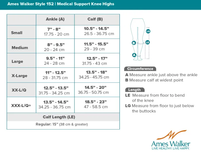 AW 152 Medical Support Knee Highs 15-20 mmHg