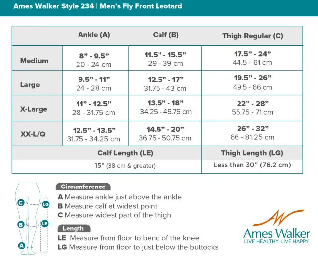 AW 234 Men's Fly Front Leotard 20-30 mmHg