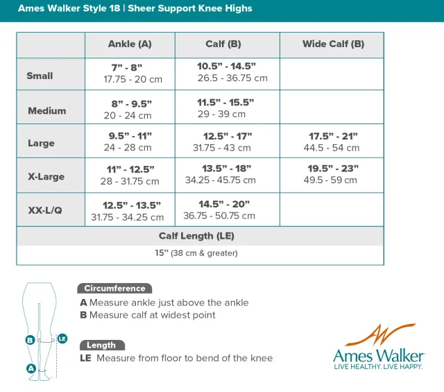 AW 18 Sheer Support Knee Highs 20-30 mmHg