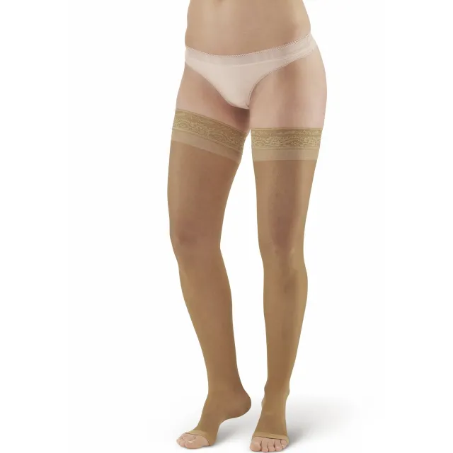 AW 45 Sheer Support Open Toe Thigh Highs w/Top Band 15-20 mmHg