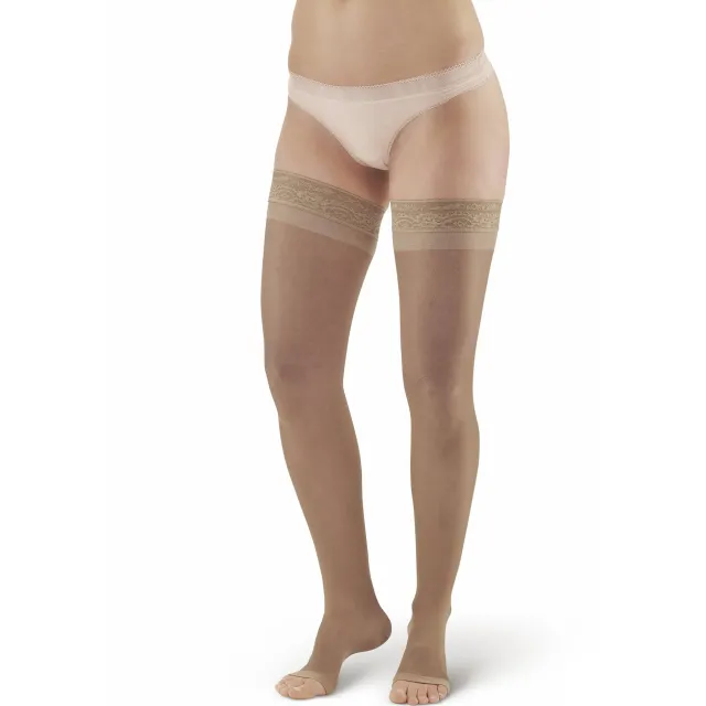 AW 48 Sheer Support Open Toe Thigh Highs w/Top Band 20-30 mmHg