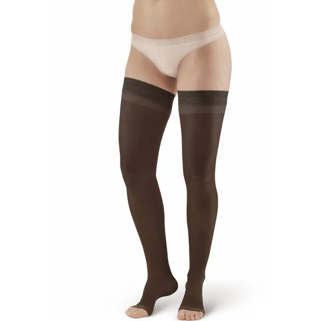 AW 48 Sheer Support Open Toe Thigh Highs w/Top Band 20-30 mmHg