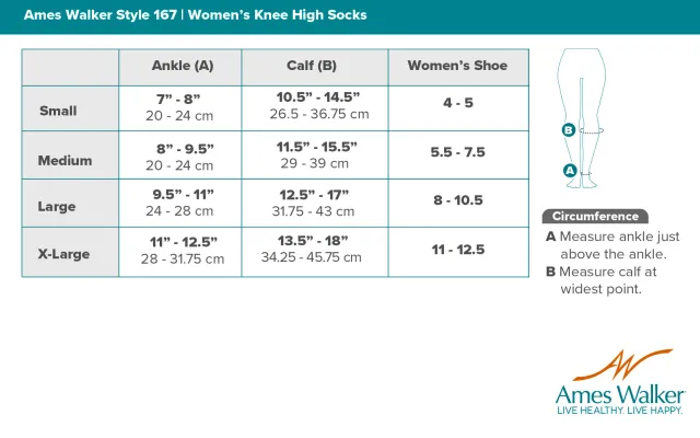 AW 167 Women's Travel Knee High Socks 15-20 mmHg