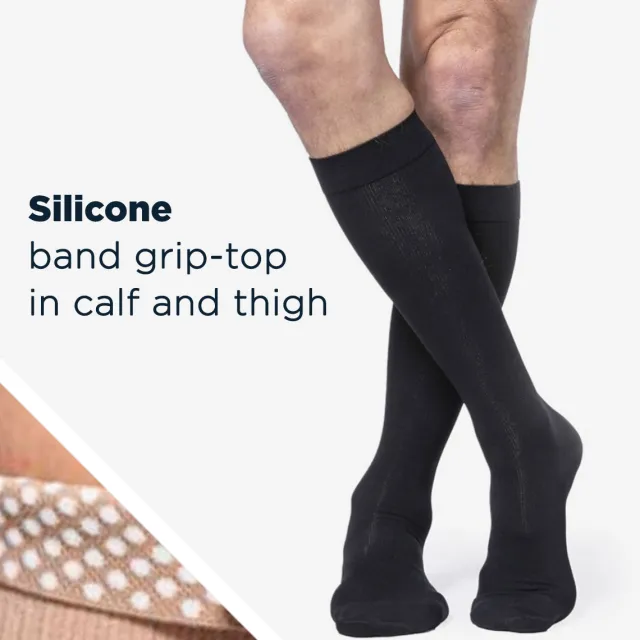 Sigvaris Essential 233 Cotton Men's Knee Highs w/Grip Top 30-40 mmHg