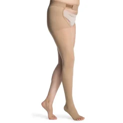 Sigvaris Essential 862 Opaque Open Toe Right Thigh w/Waist Attachment 20-30 mmHg