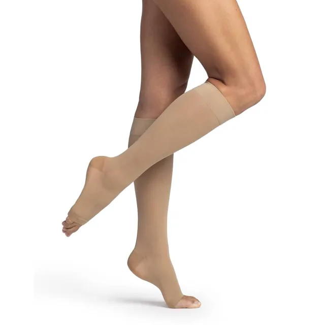 Sigvaris 981 Women's Dynaven Sheer Open Toe Knee Highs 15-20 mmHg